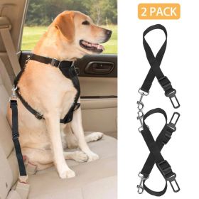2Pcs Pet Dog Seat Belt Leash Adjustable Pet Dog  Safety Leads Harness (Option: Black)