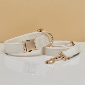 Multiple Colour Velvet Personalize Dog Collar Leash Set With Bow (Option: White set-XS)