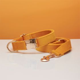 Multiple Colour Velvet Personalize Dog Collar Leash Set With Bow (Option: Yellow set-XS)