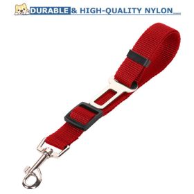 High Quality Durable Pet  Vehicle Leash Nylon Adjustable Car Seat Dog Safety Belt Pet Leashes (Option: Red)