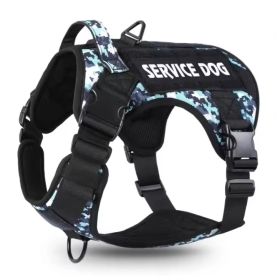 Tactical Pet Chest Service Dog Harness Vest Adjustable Reflective Dog Harness Metal Buckle Hiking Training (Option: Black camouflage-L)