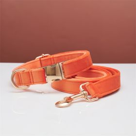 Multiple Colour Velvet Personalize Dog Collar Leash Set With Bow (Option: Orange set-XS)